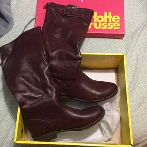 Burgundy Knee High Boots